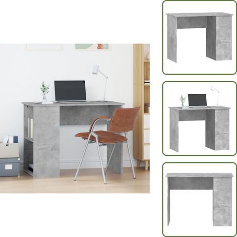 The Living Store Scrivania Grigio Cemento 100x55x75 cm in Legno Multistrato - Scrivania da ufficio