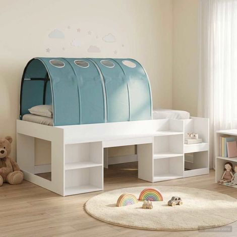 vidaXL Letto con Tunnel 3 pcs Bianco e azzurro Legno ingegnerizzato