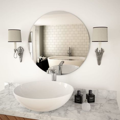 Miroir Mural Moderne, Miroir de maquillage, Miroir suspendu pour Vanité, Salle de Bain, Salon Chambre 60 cm Rond Verre KIM3956 (1/5)