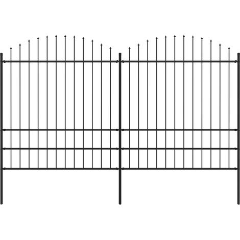 vidaXL Recinzione da Giardino con Punta a Lancia in Acciaio 359x200 cm Nero
