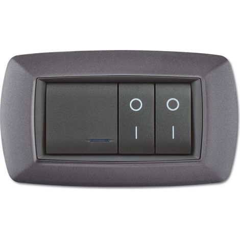 Placca placchetta per interruttore elettrico 4 Posti - Grigio Chiaro 2984VULC-G (1/2)
