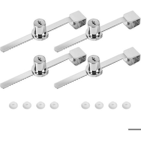 Serrures de vitre – Lot de 4 – Zinc, pour vitre 5-8 mm – Sans perçage – Maison et commerce (1/4)