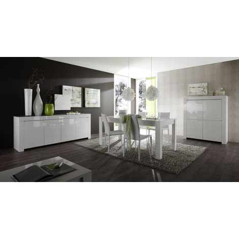 Salle à manger complète moderne laqué blanc brillant Twist (1/5)