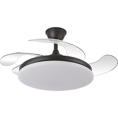 VENTILATORE DA SOFFITTO C/LUCE 4 PALE RETRATTILI NERO