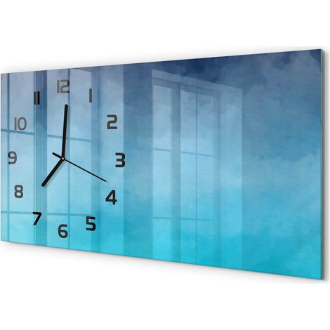 Horloge Murale Panoramique Artistique 60x30 cm Verre Trempé Design Original Fumée (1/5)
