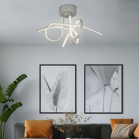 Plafonnier LED lampe chrome salon luminaire torsadé blanc 47133