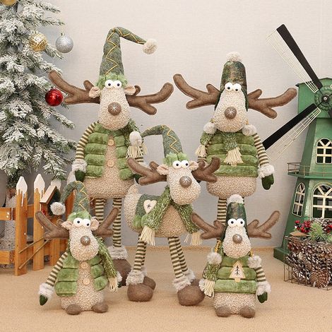 Elk - Peluche De Noël À Jambes Rétractables - Décoration Festive Pour Intérieur - Hauteur Réglable - 1 Pièce (1/5)