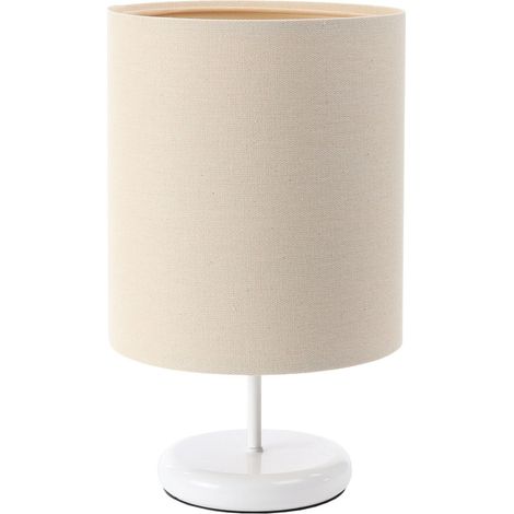 Lampe de chevet Boho 0E0s-C-130w - Pietement blanc, extérieur en jute beige clair crème, intérieur beige crème (1/5)