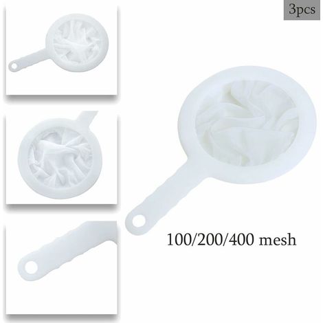 royaluxe - Filtre à Mailles Ultra fines de Cuisine 3 pièces Tamis à jus 100/200/400 Mesh Nylon Réutilisable Passoire Alimentaire Cuillère À Filtre En Nylon Pour Cuisine pour Entonnoir Pâtisserie et Cu