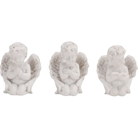 Lot de 3 Statues Chérubin en Résine Décoratives Intérieur Extérieur (1/5)
