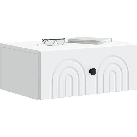 Comodino  Armadio da Notte  Mobiletto da notte a muro con cassetto Bianco 49 x 34,5 x 20 cm (1/5)