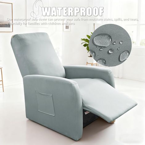 Housse de fauteuil tout compris - Housse de fauteuil extensible avec poches gris clair (1/5)