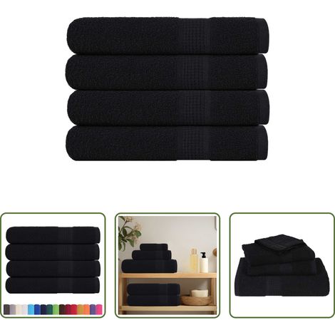 Baumwolle - Handtücher FROGN 4 Stk. Schwarz 100x200 cm 360 g/m² (1/5)