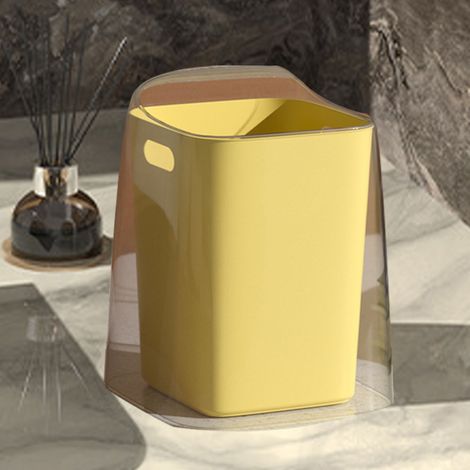 Poubelle de bureau sans couvercle, grande capacité, mini-poubelle de comptoir pour chambre ou salon, jaune (1/5)