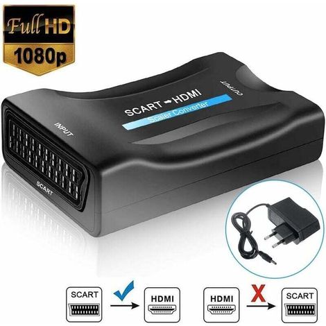 Convertisseur Péritel vers HDMI, Convertisseur Vidéo Péritel vers HDMI 1080P / 720P Compatible avec HDTV STB VHS Xbox PS3 Sky DVD Blu-ray