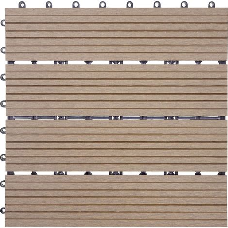 [NON UTILIZZATO] Piastrelle pavimentazione da esterno Rhone T831 WPC 30x30cm 11 pezzi 1mq teak lineare