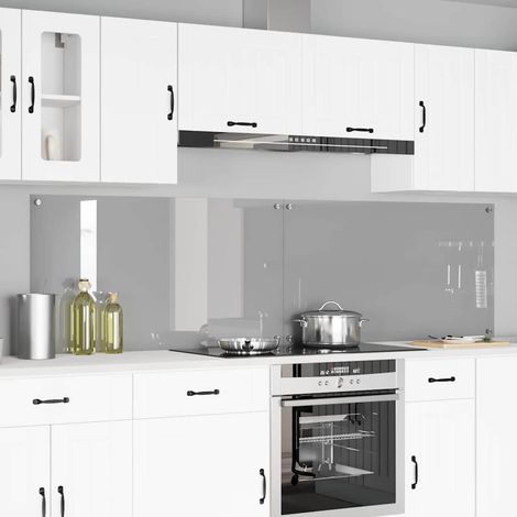 vidaXL Crédence de cuisine 2 pcs Gris clair 110 x 60 cm verre trempé