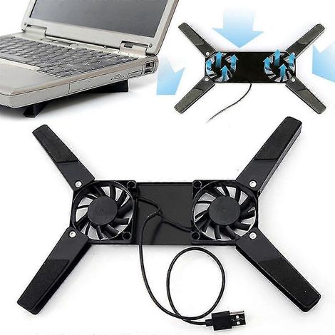 Support de refroidissement compatible avec ordinateur portable, fixation compatible avec système de refroidissement de base, double ventilateur pliable, port USB, radiateur portable et pratique, acces (1/2)