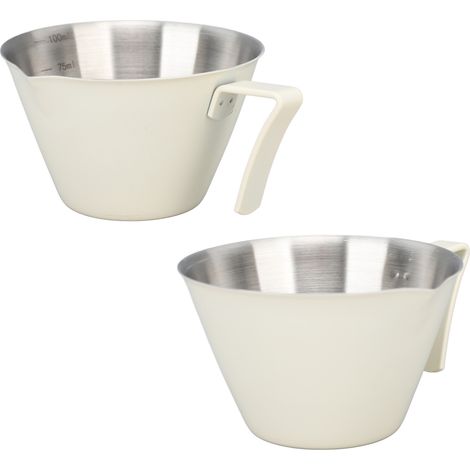 Tasse à mesurer le café en acier inoxydable 304 de 100 ml, portable, résistante à la corrosion, pour la maison, le café, le bureau et l'hôtel, blanc mat. (1/5)