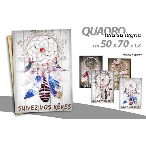 Kaela - Quadro Decorativo Tela Su Legno Decoro Indian 50x70x1,8cm Decori Assortiti 743474 - (1/3)