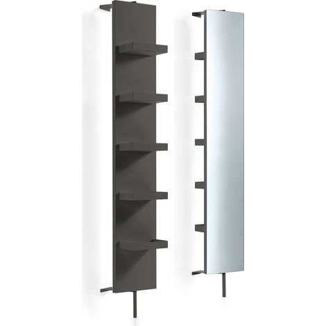 Lineabeta - Offene Drehsäule mit Spiegel und schwarzen Ciacole-Regalen L.28 cm (1/2)