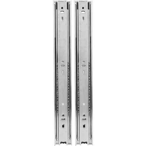 2 rails coulissants 12 pouces à billes 3 sections pour tiroir, blanc, glissière flexible pour meuble (1/5)