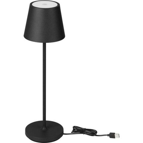 V-TAC VT-7522 Lampe de table LED 2W blanc chaud 3000K avec batterie 4400mA Charge sans fil bouton ON/OFF dimmable tactile couleur noir IP54 - SKU 7652 (1/5)