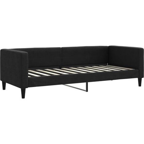Canapé-lit en tissu noir (matelas non inclus), dimensions 80 x 200 cm (1/5)