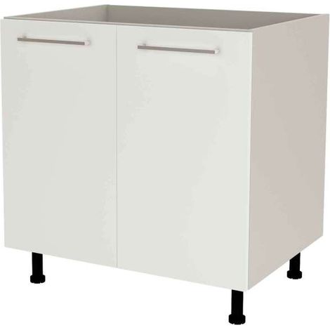 Mueble de cocina bajo para fregadero en gris cream y blanco mate. 85 cm(alto)80 cm(ancho)60 cm(largo) (1/3)