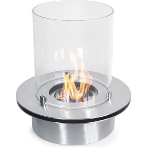 Runder Brenner mit Glas für Bioethanol-Kamin, Biokamin aus Edelstahl, 3 l D.35