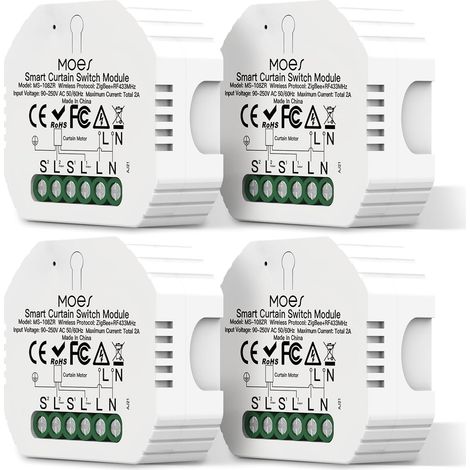 ZigBee Module de commutateur de rideau intelligent pour moteur de volet roulant électrique motorisé, ZigBee Hub erforderlich, compatible avec Echo,4PCS (1/5)