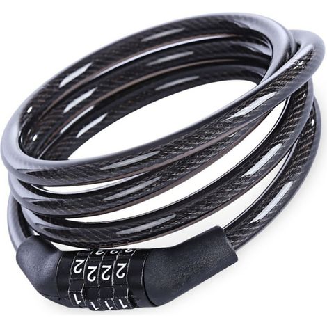 Candado de cable para bicicletas con cadena de acero al manganeso y combinación de 4 dígitos para bicicletas de montaña y bicicletas eléctricas.
