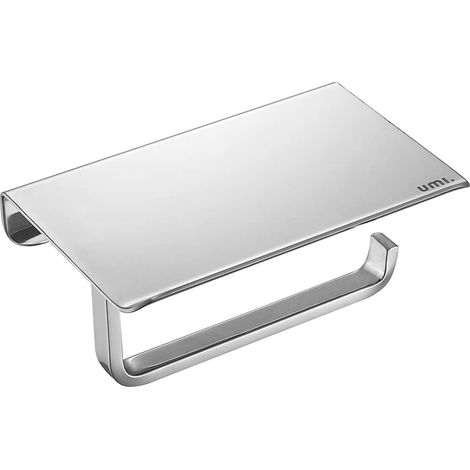 Porte-papier toilette avec étagère, support adhésif mural pour salle de bain, porte-papier toilette avec rangement pour téléphone, support en acier inoxydable brossé (1/5)