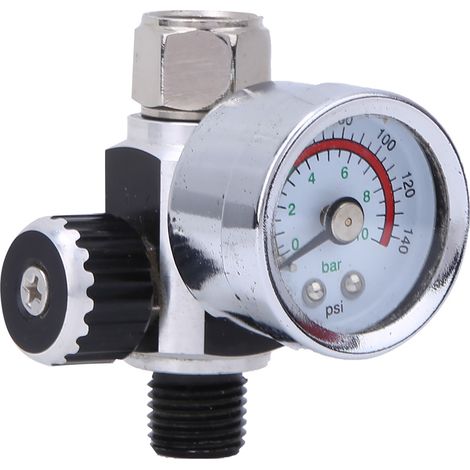 Détendeur de pression pneumatique 0-10 bar / 0-140 psi vanne alliage aluminium raccord entrée sortie 1/4 pouce BSPP argent pour outil pneumatique (1/5)