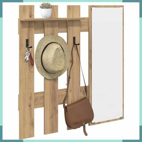 874514 Porte-manteau mural Chêne artisanal 100 x 10 x 100 cm (1/5)