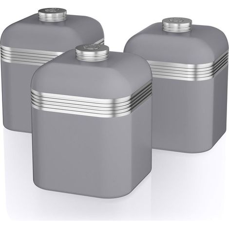 SWAN SWKA1020GRN - Retro Set of 3 Canisters Grey