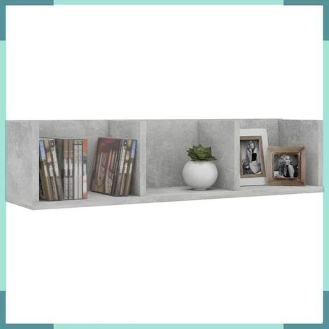 801314 étagère murale à CD Gris béton 75x18x18 cm Bois d'ingénierie (1/3)