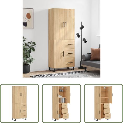 Buffet en bois - Buffet haut Chêne sonoma 69,5x34x180 cm Bois d'ingénierie (1/5)