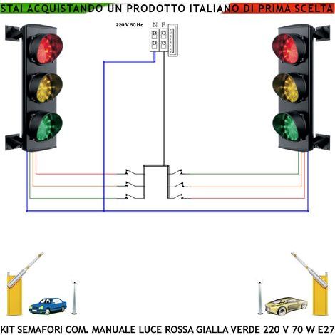 Rampa Garage Kit Semafori Gestito Presidio Semaforo 3 Luci Led 3 Schede da 24 Led Rossi 24 Led Gialli 24 Led Verdi Alimentazione 230 V 50 Hz 3 W CE IP65 Funzione Manuale Regola Ingresso Uscita Veicoli (1/5)