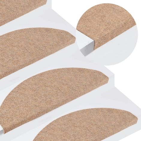 Vidaxl – Tapis d'escalier autocollants 15 pcs 65x22,5x3,5 cm – Beige – Antidérapants pour sécurité – Insonorisants et confortables