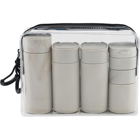 Set de 5 bouteilles de distributeur de voyage bouteille de voyage ensemble de récipient d'articles de toilette (gris) (1/5)