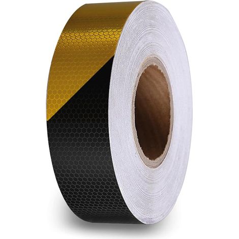 Perel Cinta reflectante 5 cm x 5 m, con patrón de panal para una mayor visibilidad, negro/amarillo