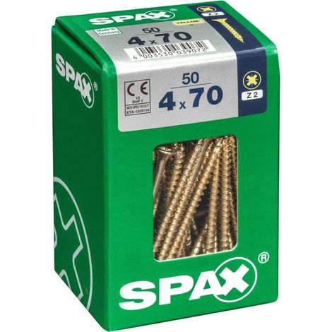 Box 50 Tornillos De Cabeza Avellanada De Acero Spax Pozidriv Cabeza, Diam.4 Mm X Mm L.70 (1/5)