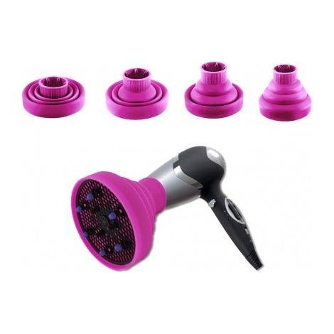 Embout - diffuseur sèche cheveux de voyage - pliable - en silicone - universel Couleur: Rose clair (1/3)