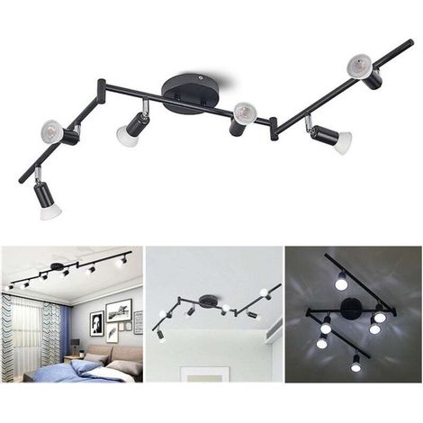 Faretto a LED da soffitto, plafoniera con testa orientabile, faretto moderno da soffitto, lampadario senza lampadina (GU10)