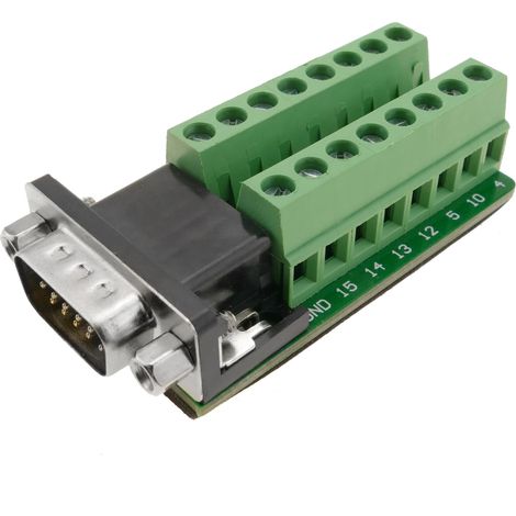 BeMatik - Adaptateur de connexion VGA HD15-mâle au bornier à 16 broches (1/2)