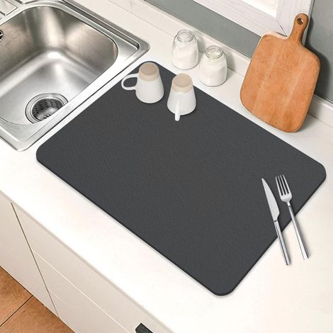 Tapis de drainage, tapis de vaisselle à séchage rapide de 11,8 " 15,7", tapis de drainage antidérapant pour tapis de séchage de comptoir de cuisine (gris - 30 cm 40 cm) (1/5)