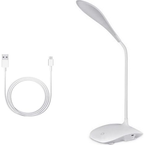 Lampe de Bureau LED,Lampe de Chevet Enfant Blanche,Lampe de Lecture cou de Cygne,Lampe de Bureau à LED Commande Tactile,Flexible LED Lampe,Connexion USB, 3 Niveaux de Luminosité pour Lire