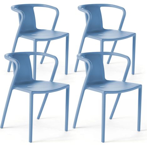 Lot de 4 chaises plastique bleu