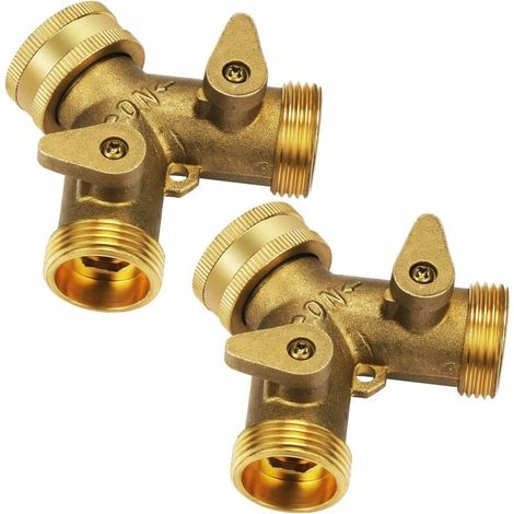 royaluxe - Lot de 2 séparateurs en Y à 2 voies pour tuyau d'alimentation de robinet de machine à laver double, 3/4 pour connecter 2 (1/5)